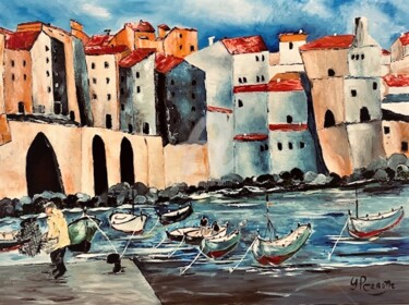 Malerei mit dem Titel "Port Région Sud Fra…" von Yves Perrotte, Original-Kunstwerk, Öl