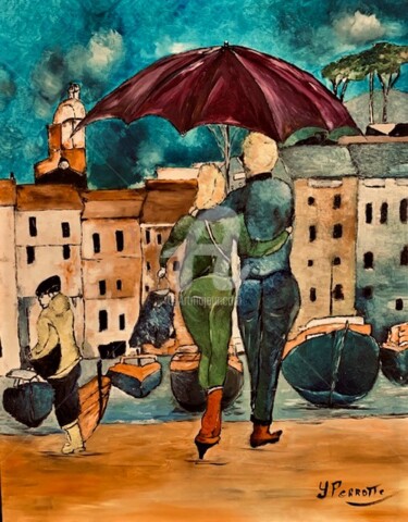 Malerei mit dem Titel "Shopping Port de St…" von Yves Perrotte, Original-Kunstwerk, Öl