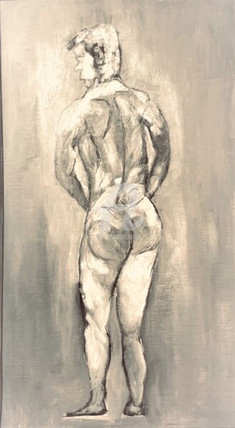 Painting titled "Homme nu" by Yves Perrotte, Original Artwork, Oil