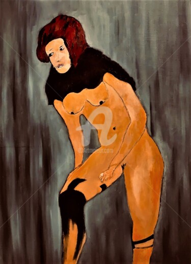 Painting titled "femme nue" by Yves Perrotte, Original Artwork, Oil