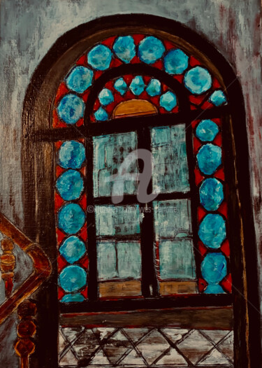 Peinture intitulée "Fenêtre Vitrail" par Yves Perrotte, Œuvre d'art originale, Acrylique Monté sur artwork_cat.