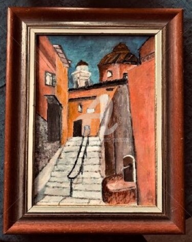 Painting titled "Eglise Vence" by Yves Perrotte, Original Artwork, Oil