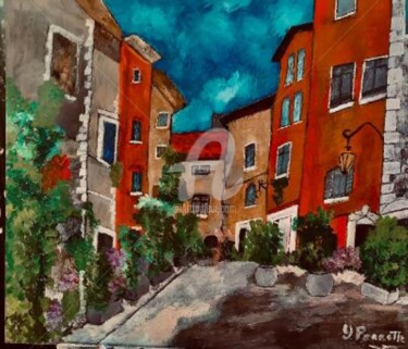 Painting titled "Vence  la ruelle fl…" by Yves Perrotte, Original Artwork, Oil