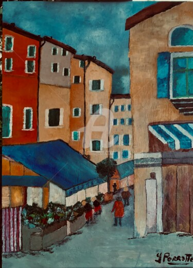 Peinture intitulée "La ruelle des petit…" par Yves Perrotte, Œuvre d'art originale, Huile