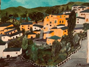 Schilderij getiteld "village de Provence" door Yves Perrotte, Origineel Kunstwerk, Acryl
