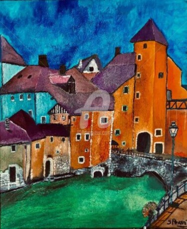 Painting titled "Annecy Le vieux" by Yves Perrotte, Original Artwork, Oil