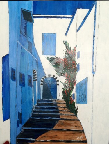 Painting titled "Porte Tunisienne" by Yves Perrotte, Original Artwork, Acrylic