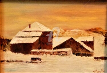 Painting titled "Chalet Ferme" by Yves Perrotte, Original Artwork, Oil