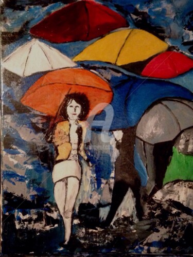 Painting titled "" Parapluie " Cherb…" by Yves Perrotte, Original Artwork, Acrylic