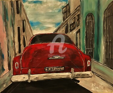 Painting titled "La Cubaine rouge" by Yves Perrotte, Original Artwork, Acrylic