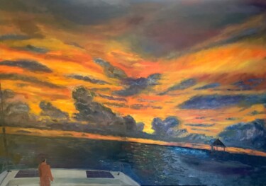 Картина под названием "Indian Ocean" - Yves Weiler, Подлинное произведение искусства, Масло Установлен на Деревянная рама дл…