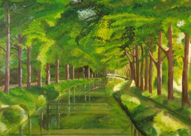 Картина под названием "CANAL DU MIDI" - Yves Weiler, Подлинное произведение искусства, Масло Установлен на Деревянная рама д…