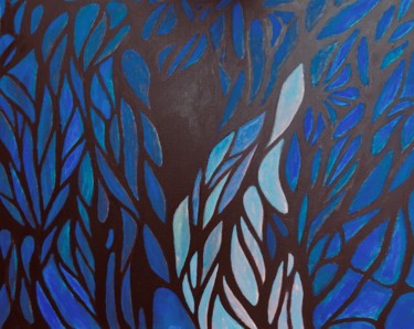 Pintura intitulada "Blue leaf" por Lavy, Obras de arte originais, Acrílico