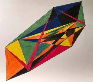 Drawing titled "Polygone en perspec…" by Lavy, Original Artwork, Pencil