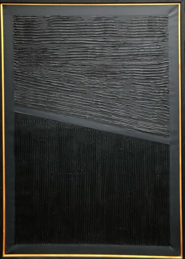 Painting titled "Black Landscape3" by Lavy, Original Artwork, Acrylic Mounted on Wood Stretcher frame