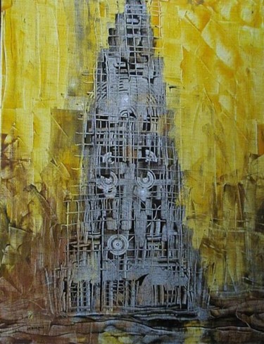 Peinture intitulée "tour de Babel1" par Yves Cairoli, Œuvre d'art originale