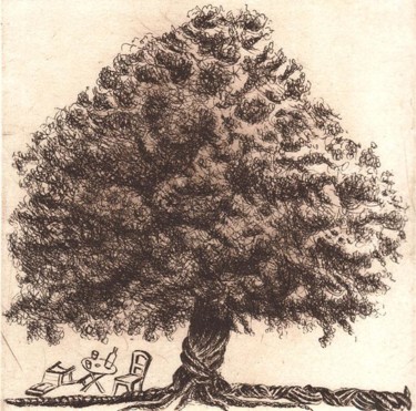 Gravures & estampes intitulée "arbre II" par Yves Coladon, Œuvre d'art originale