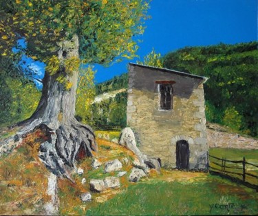 Painting titled "Le vieux chêne" by Yves Conte, Original Artwork
