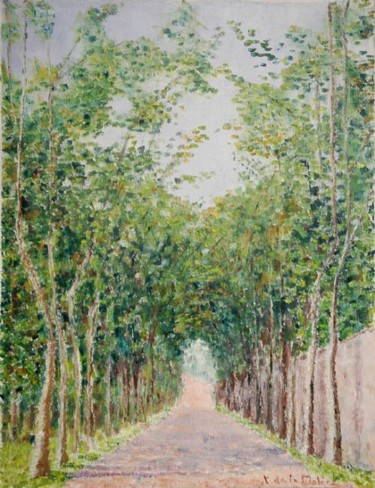 Peinture intitulée "allée d'arbres dans…" par Yves De La Malene, Œuvre d'art originale