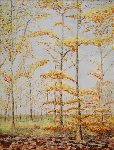Peinture intitulée "arbres en automne" par Yves De La Malene, Œuvre d'art originale