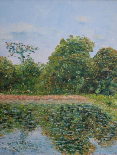 Peinture intitulée "étang ville d'Avray" par Yves De La Malene, Œuvre d'art originale