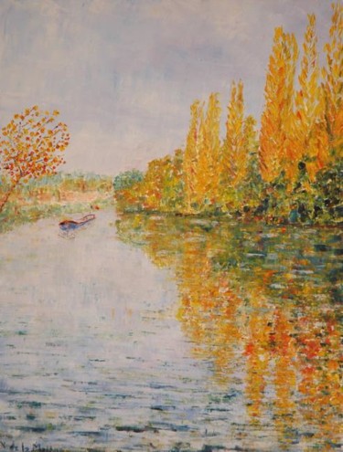 Peinture intitulée "Seine à Rueil avec…" par Yves De La Malene, Œuvre d'art originale