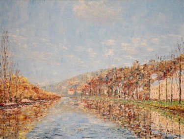 Peinture intitulée "Seine à Rueil en au…" par Yves De La Malene, Œuvre d'art originale