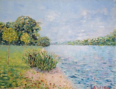 Peinture intitulée "Seine à Triel" par Yves De La Malene, Œuvre d'art originale