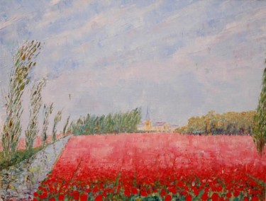 Peinture intitulée "tulipes en Hollande" par Yves De La Malene, Œuvre d'art originale