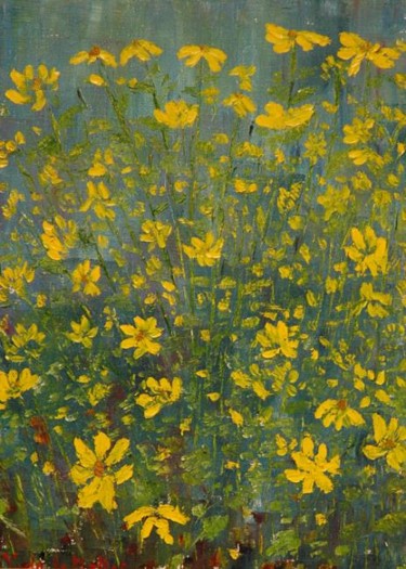 Peinture intitulée "fleurs jaunes" par Yves De La Malene, Œuvre d'art originale