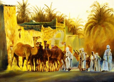 Pittura intitolato ""Caravane"" da Yves Lafond, Opera d'arte originale, Olio