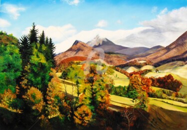 Peinture intitulée ""Le Griou en Cantal"" par Yves Lafond, Œuvre d'art originale, Huile