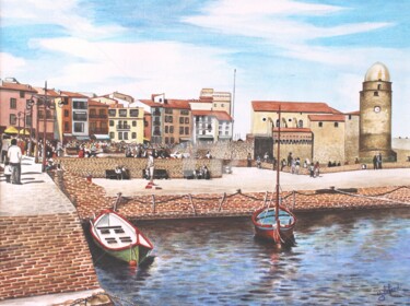 Painting titled ""Couleurs Collioure"" by Yves Lafond, Original Artwork, Watercolor