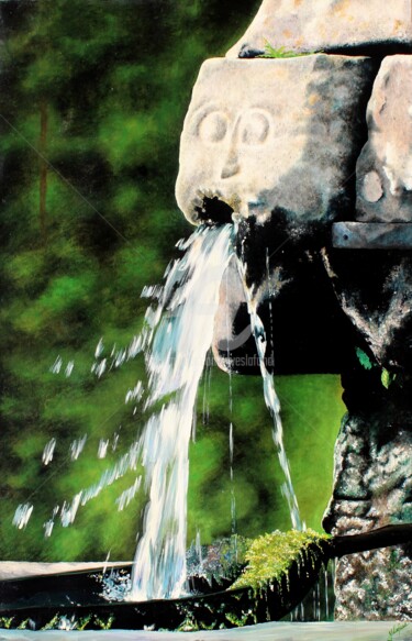Peinture intitulée "" Fontaine Celtique…" par Yves Lafond, Œuvre d'art originale, Huile