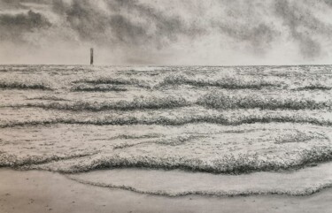 Drawing titled "Le Phare des Barges…" by Yves Marie Teiller, Original Artwork, Charcoal