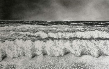 Dibujo titulada "La Mer, Toujours Re…" por Yves Marie Teiller, Obra de arte original, Carbón