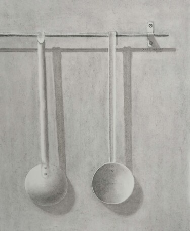 Tekening getiteld "Les deux soeurs" door Yves Marie Teiller, Origineel Kunstwerk, Houtskool