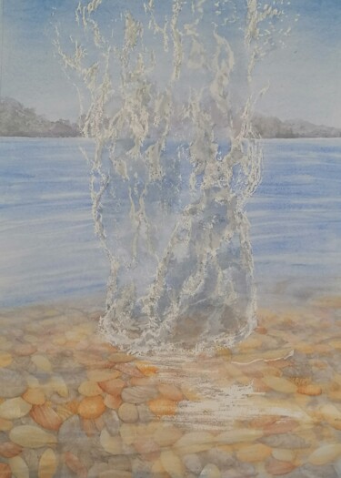 Painting titled "Splash" by Yves Marie Teiller, Original Artwork, Watercolor