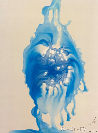 Painting titled "Marabout bleu" by Yvesmart, Original Artwork, Gouache