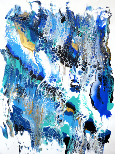 Painting titled "Inondation" by Yves Thomas, Original Artwork, Acrylic Mounted on Wood Panel