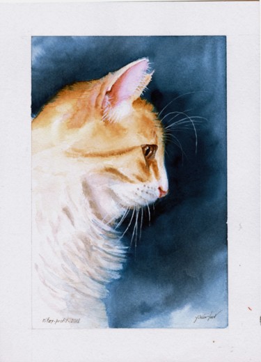 Painting titled "MITZY - PROFIL" by Yves Varlet, Original Artwork, Watercolor