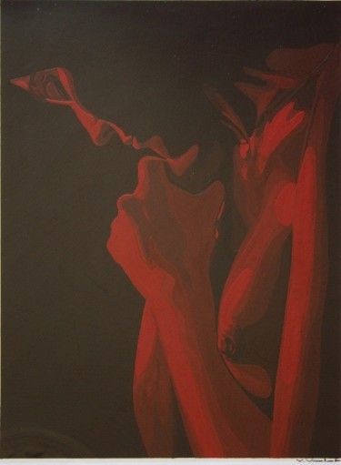 Peinture intitulée "PENSIVE" par Yves Varlet, Œuvre d'art originale, Gouache