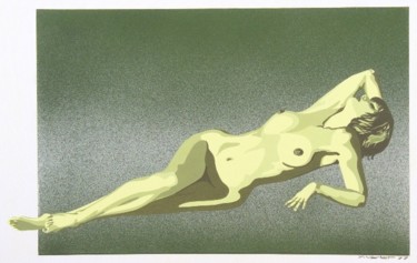Peinture intitulée "NU VERT" par Yves Varlet, Œuvre d'art originale, Gouache