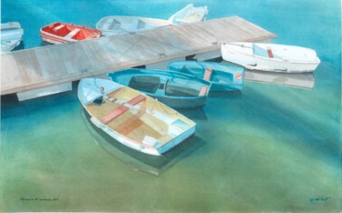 Pittura intitolato "BARQUES ET ANNEXES" da Yves Varlet, Opera d'arte originale, Acquarello