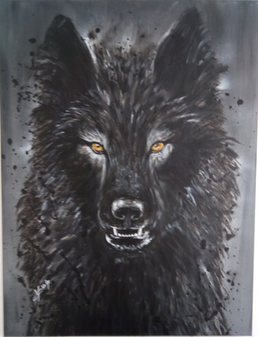 Painting titled "YC-loup04" by Yvette Coly, Original Artwork, Acrylic