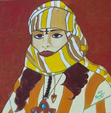 Peinture intitulée "Femme du désert" par Yuna, Œuvre d'art originale