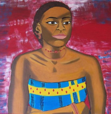 Peinture intitulée "Fière Sénégalaise" par Yuna, Œuvre d'art originale