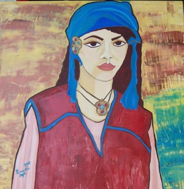 Peinture intitulée "Jeune Maghrébine" par Yuna, Œuvre d'art originale
