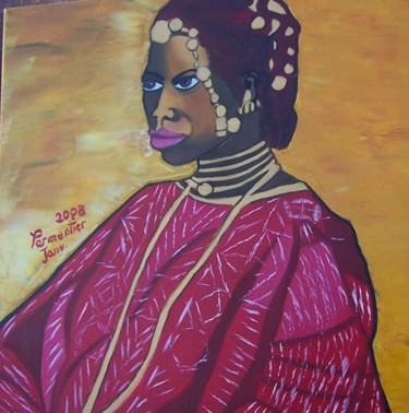 Peinture intitulée "Jolie Sénégalaise" par Yuna, Œuvre d'art originale