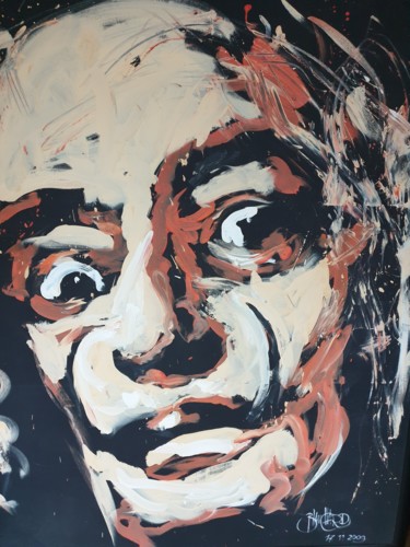 Painting titled "Salvador Dali" by Jean-Pierre Blanchard, Original Artwork, Acrylic Mounted on Wood Stretcher frame